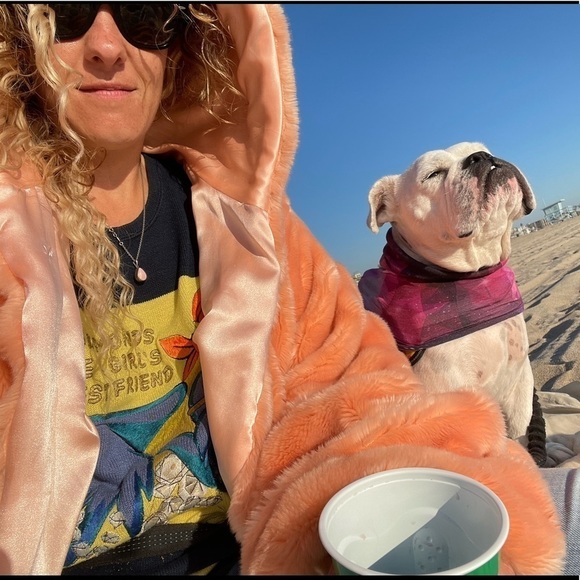 Laina Rauma full length Minky coat faux fur hooded pink salmon OSFM - Picture 7 of 16